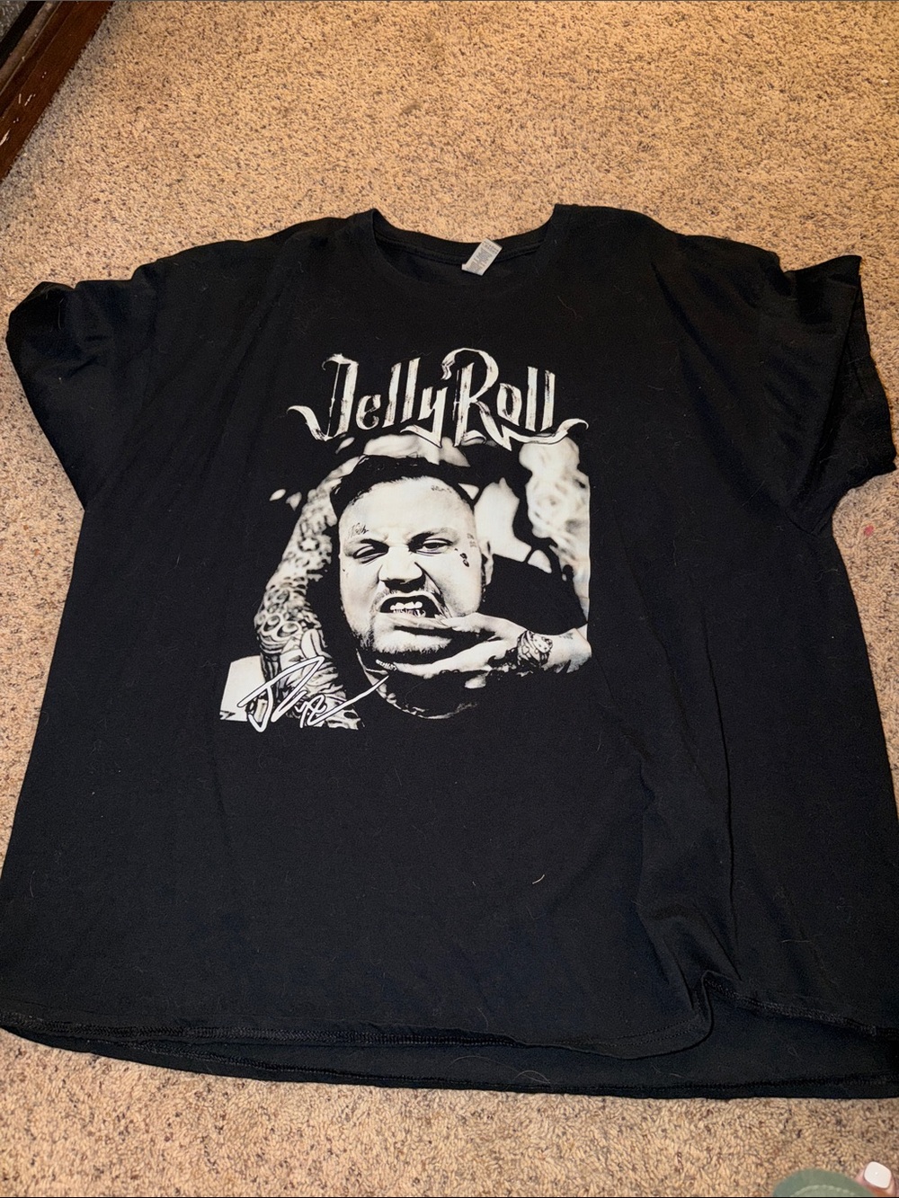 Gildan Black Short-Sleeve Tee with White Jelly Roll Portrait Print